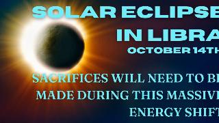 A photo of a partial solar eclipse with some text that reads, 