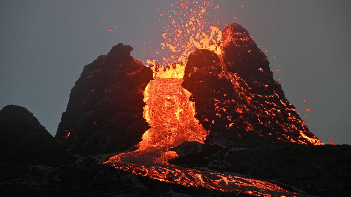 A small volcanic mound that's erupting.