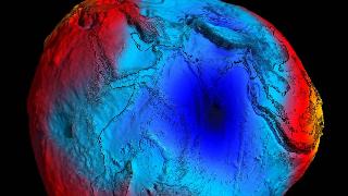 A depth map of the Indin Ocean, showing the gravity hole very clearly.