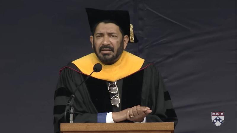 Siddhartha Mukherje giving his speech at the University Of Pennsylvania's 2024 commencement.