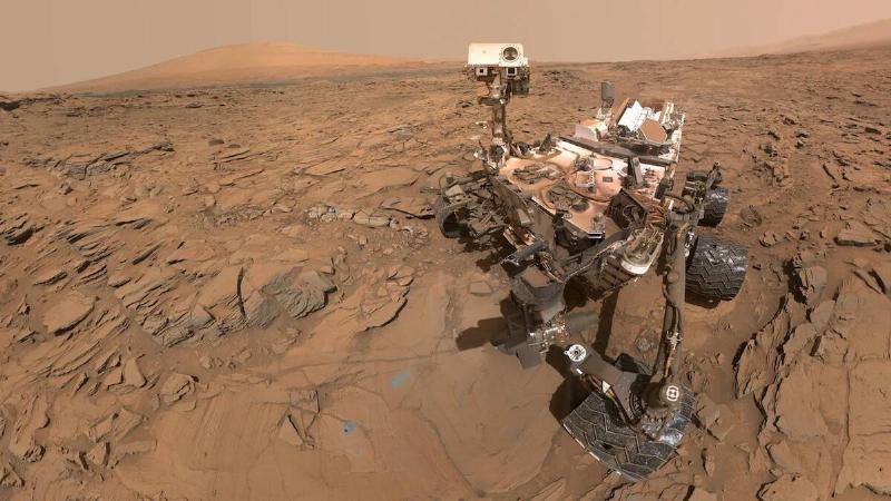 This self-portrait of NASA's Curiosity Mars rover shows the vehicle at a drilled sample site called 