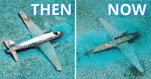 then vs now photo of planes in saltwater