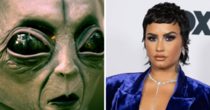 alien side by side photo with Demi Lovato