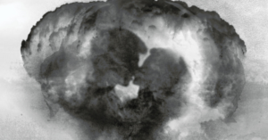 couple kissing in cloud explosion