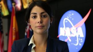 Diana Trujillo posing with NASA sign