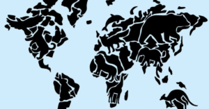 world map with animals